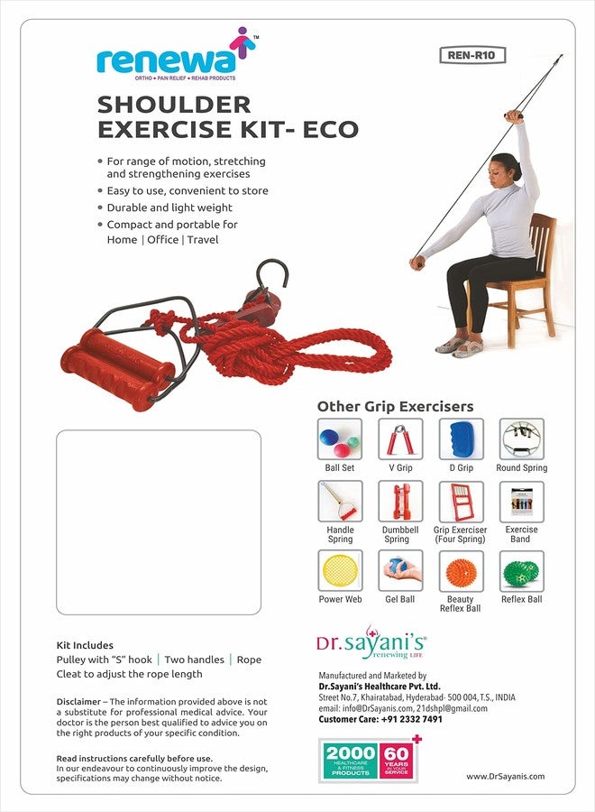 Renewa Shoulder Exercise Equipment Rope with Pulley - Eco,Plastic Blue and Red - Image 2
