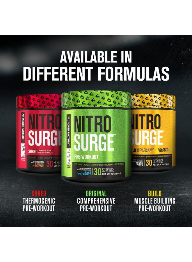 Jacked Factory NITROSURGE Pre Workout Supplement - Endless Energy, Instant Strength Gains, Clear Focus, Intense Pumps - Nitric Oxide Booster & Preworkout Energy Powder - 60 Servings, Arctic White - Image 3