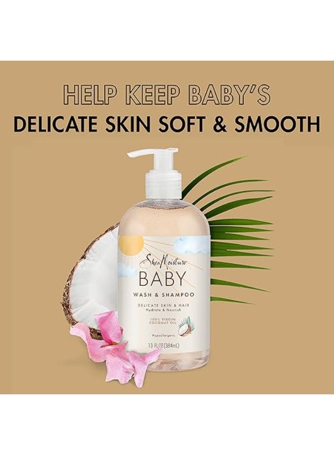 shea brand غسول وشامبو الأطفال بزيت جوز الهند النقي 100% من شيا مويستشر 384 مل - Image 3