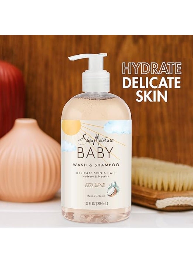 shea brand غسول وشامبو الأطفال بزيت جوز الهند النقي 100% من شيا مويستشر 384 مل - Image 4