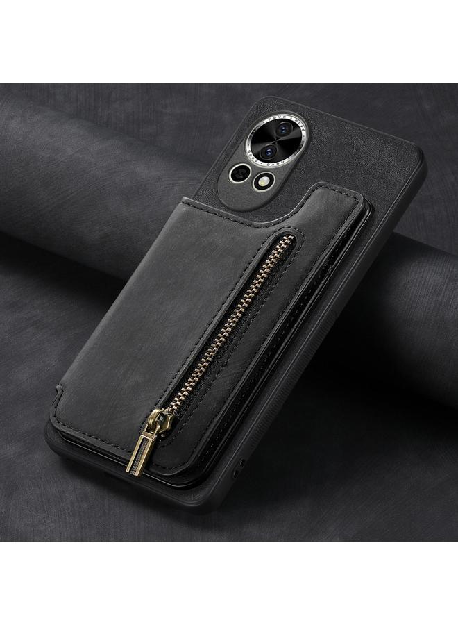 اس-توب جراب خلفي لهاتف Huawei nova 10 SE مصنوع من الجلد بتصميم كلاسيكي مزود بسحاب - Image 5