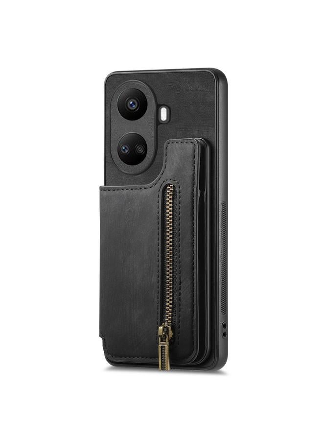 اس-توب جراب خلفي لهاتف Huawei nova 10 SE مصنوع من الجلد بتصميم كلاسيكي مزود بسحاب - Image 1