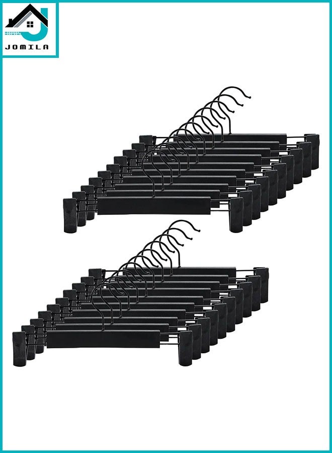 JOMILA Pants Hanger with Adjustable Anti-Rust Clips for Pants, Skirts, Clothes Hanger, Hangers Clothes Black (20 Pack)  - Image 1