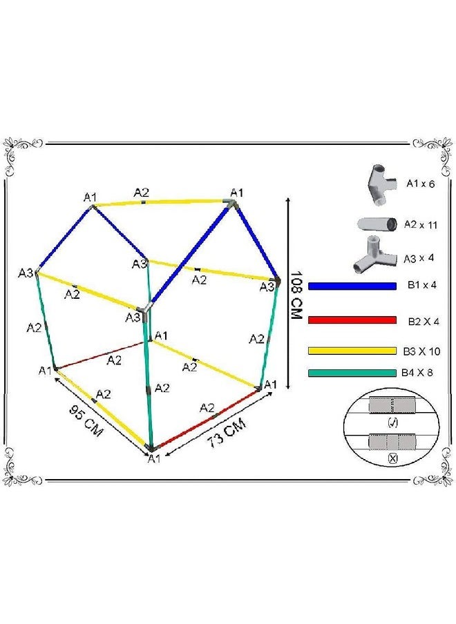 DOMENICO - DOMENICO Princess Extremely Light Weight Water Resistant Kids Play Sweet Home Pretend Playhouse Foldable Tent House for Girls and Boys - Image 1