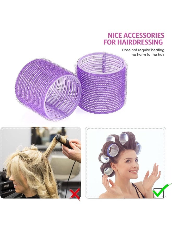 Premify مجموعة 24 قطعة من لفافات الشعر الكبيرة، 12 قطعة من لفافات الشعر ذاتية التثبيت بحجم 48 × 63 مم و12 قطعة من مشابك تقسيم على شكل منقار البط لصالونات الحلاقة وتصفيف الشعر، لفافات تصفيف الشعر - Image 5