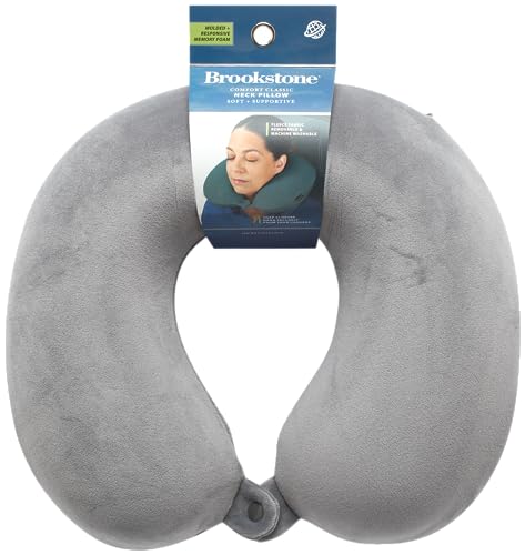 Brookstone Travel Neck Pillow - Lightweight Fleece Casing U-Shaped Stuffable Memory Foam Travel Pillow for Sleeping and Neck Support, Size One Size, Grey - Image 5