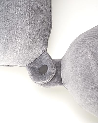 Brookstone Travel Neck Pillow - Lightweight Fleece Casing U-Shaped Stuffable Memory Foam Travel Pillow for Sleeping and Neck Support, Size One Size, Grey - Image 4