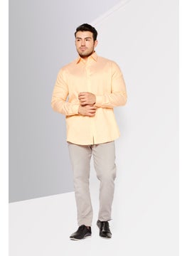Michael Kors Men Regular Fit Long Sleeve Textured Dress Shirt, Peach  - Image 4