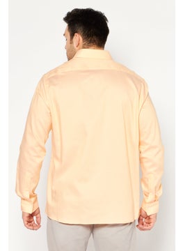 Michael Kors Men Regular Fit Long Sleeve Textured Dress Shirt, Peach  - Image 3