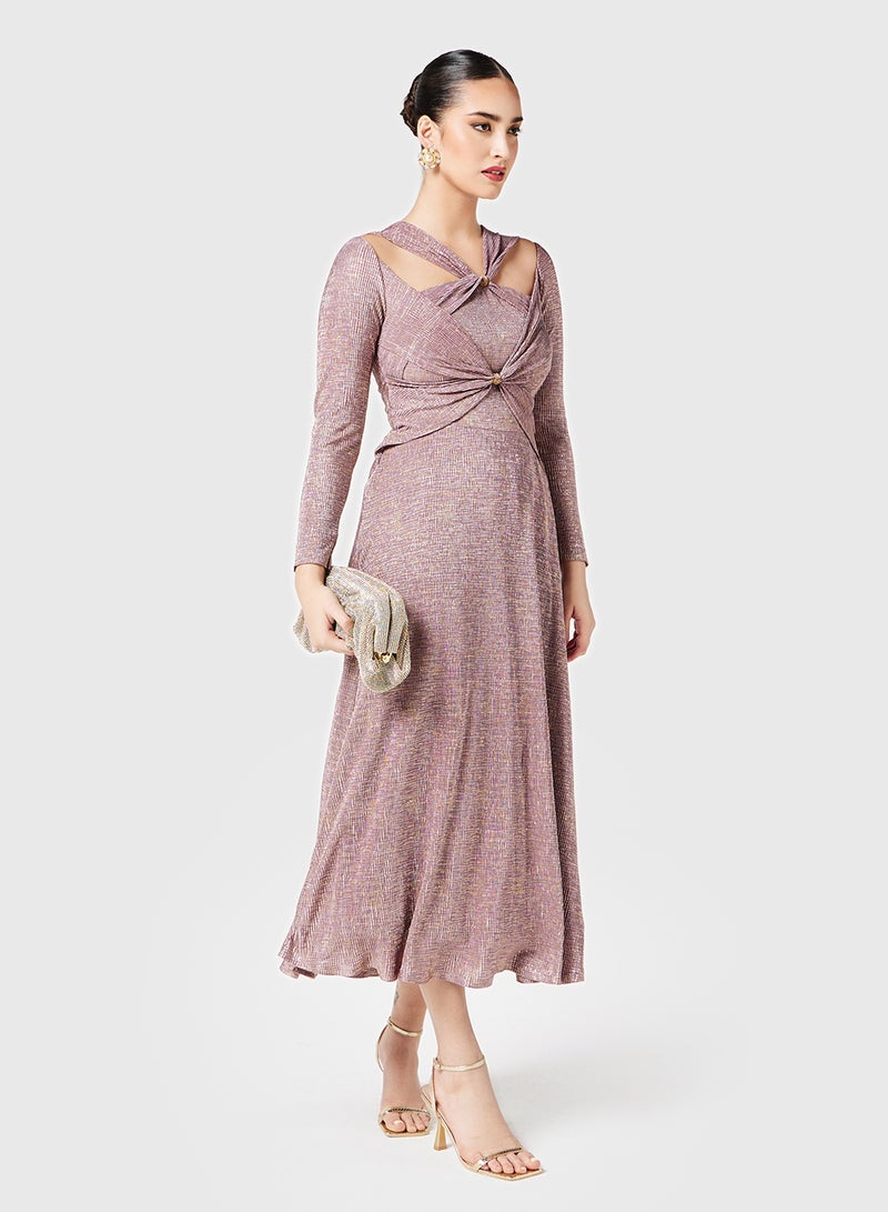 ثريدز باي اجوني فستان ميدي لامع - Image 4