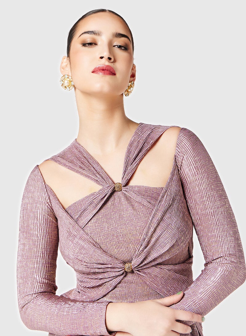 ثريدز باي اجوني فستان ميدي لامع - Image 3