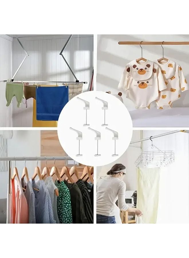 10 Pcs White Wall Mounted Space Saving Multi Hook Radiator Panel Towel Drying Rack - Image 3