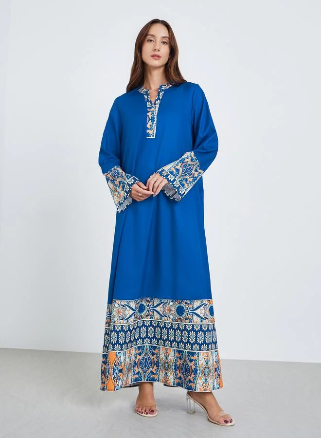 تايك تو جلابية طويلة مطبوعة بأكمام طويلة