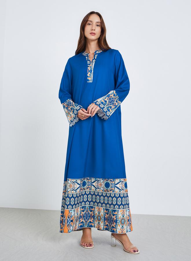 Take Two Women Printed Long Sleeve Maxi Jalabiya - Image 1