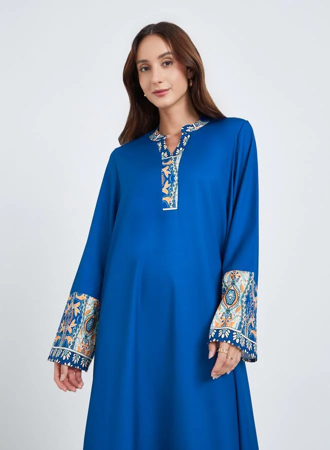 تايك تو جلابية طويلة مطبوعة بأكمام طويلة