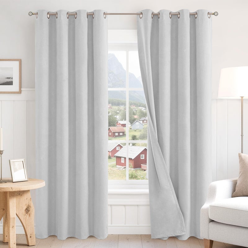 BGment Light Grey Blackout Curtains for Living Room 84 Inch Long - Linen Textured Thermal Insulated Total Sun Blocking Bronze Grommet Window Drapes for Farmhouse, 2 Panels, 52 x 84 Inch, Silver Grey - Image 1