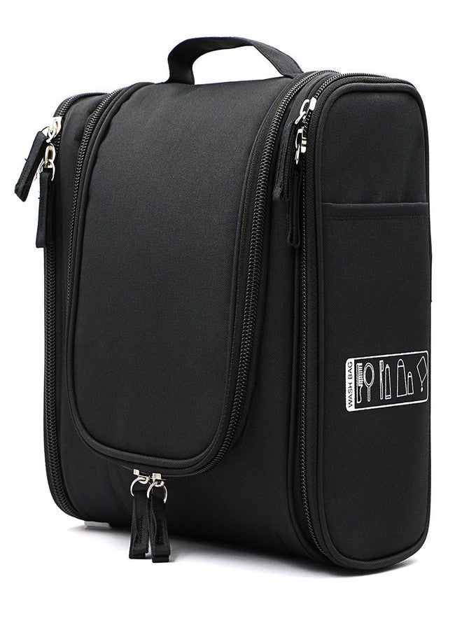 ERHETUS Multifunctional Extra Large 20 Cms Cosmetic Bag for Travel | Makeup Organiser for Accessories for Women | Waterproof Household Grooming Kit Storage Bags with Hook for Hanging for Men - Black - Image 1