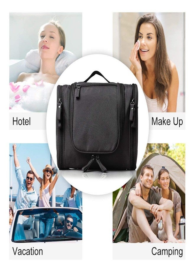 ERHETUS Multifunctional Extra Large 20 Cms Cosmetic Bag for Travel | Makeup Organiser for Accessories for Women | Waterproof Household Grooming Kit Storage Bags with Hook for Hanging for Men - Black - Image 5