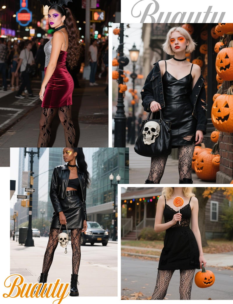 Buauty Lace Patterned Fishnet Tights for Women Black Fishnets Leggings Lace Tights - Image 5