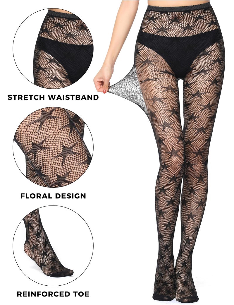 Buauty Lace Patterned Fishnet Tights for Women Black Fishnets Leggings Lace Tights - Image 3