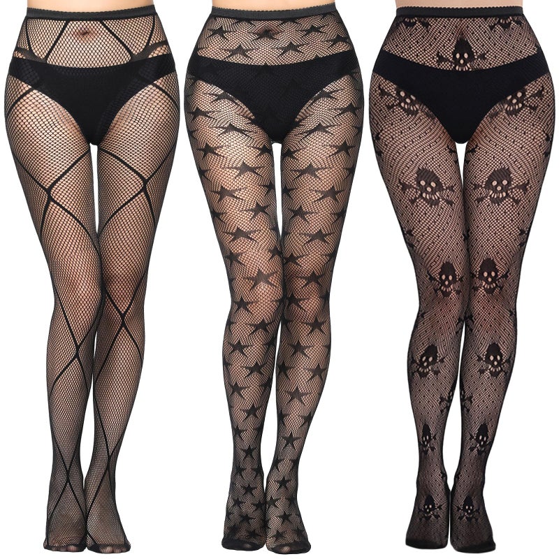 Buauty Lace Patterned Fishnet Tights for Women Black Fishnets Leggings Lace Tights - Image 1