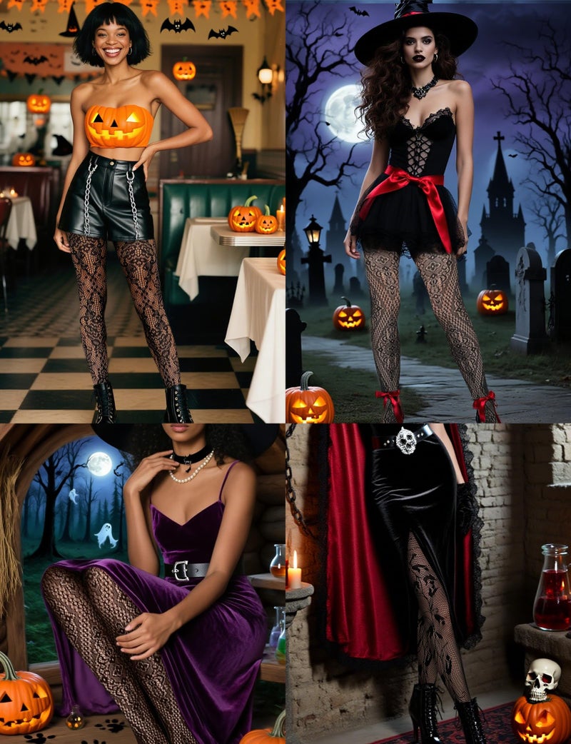 Buauty Lace Patterned Fishnet Tights for Women Black Fishnets Leggings Lace Tights - Image 4