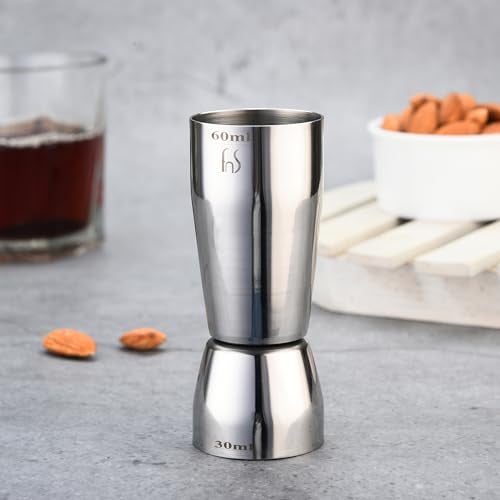 FnS Prato Stainless Steel Double Sided Peg Measure, Essential Tool for Bartenders Shot Glass, Double Side Drink Measuring Bar Tool - 30/60 ML Each - Image 1