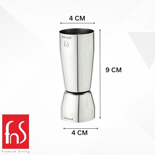 FnS Prato Stainless Steel Double Sided Peg Measure, Essential Tool for Bartenders Shot Glass, Double Side Drink Measuring Bar Tool - 30/60 ML Each - Image 3