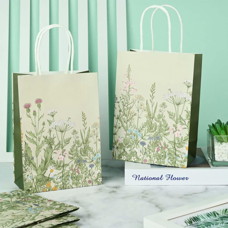 Bolsome 24Pcs Vintage Wildflower Paper Gift Bags Retro Floral Party Favor Bags with Handles Herb Goodie Candy Treat Bags for Wedding Birthday Baby Shower Party Supplies - Image 5