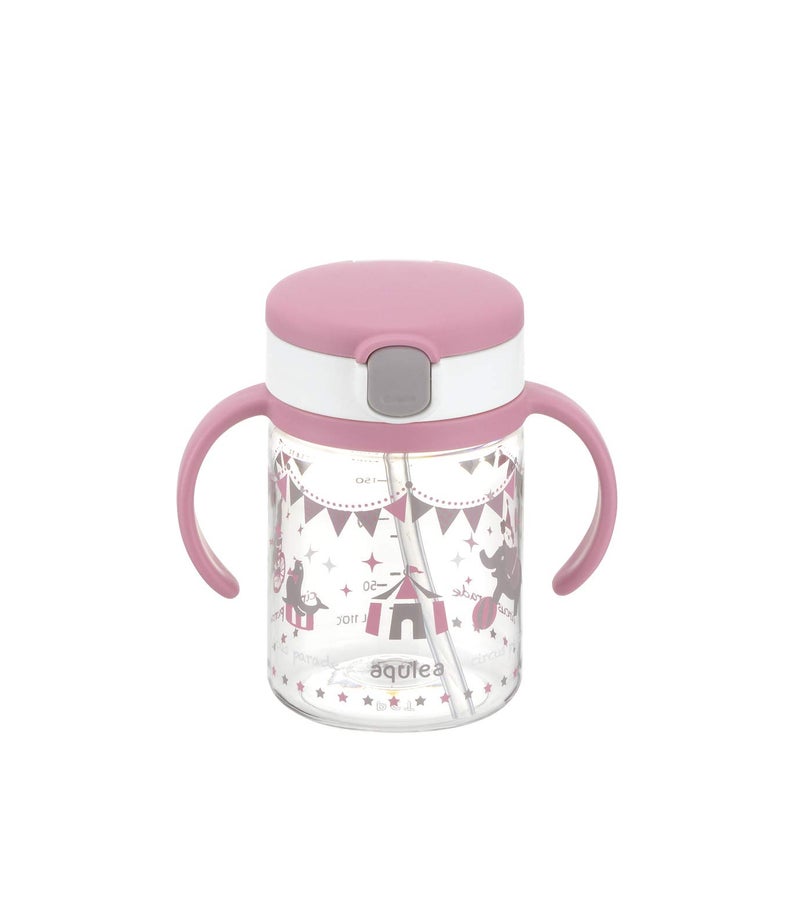 Richell Aqulea Outing Straw Mug 200ml Pink - Image 1