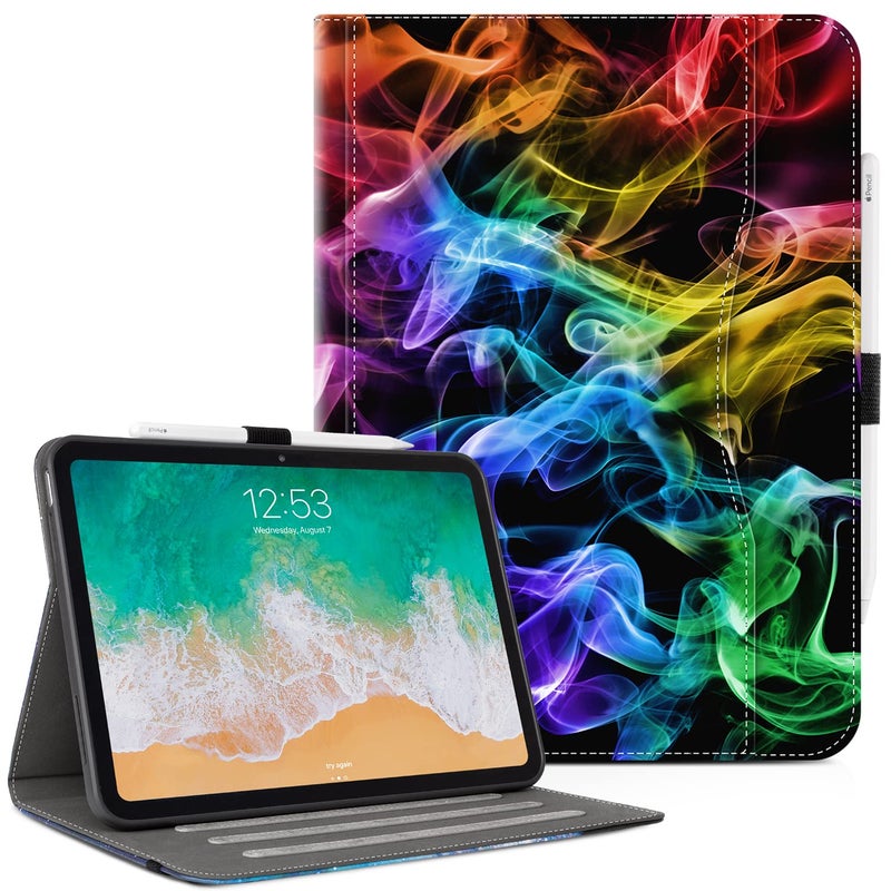 Vimorco Case for iPad A16 11th Generation 2025 for iPad 11th10th Generation Case Faux Leather Protective Adjustable Cover Auto SleepWake Card Pocket with Pencil Holder Colorful Smoke
