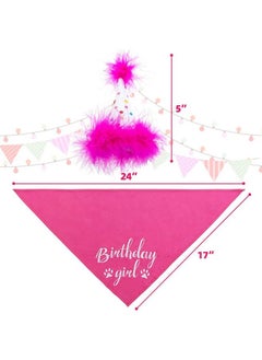BINGPET Dog Birthday Bandana Girl Scarf And Reusable Dog Birthday Hat With 08 Figures  - Image 3