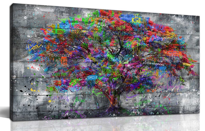 SIXTTART Tree of Life WallArt  Forest Wall Art  Abstract Canvas Wall Art for Living Room Graffiti Art Ready to Hang Size 40 x 20