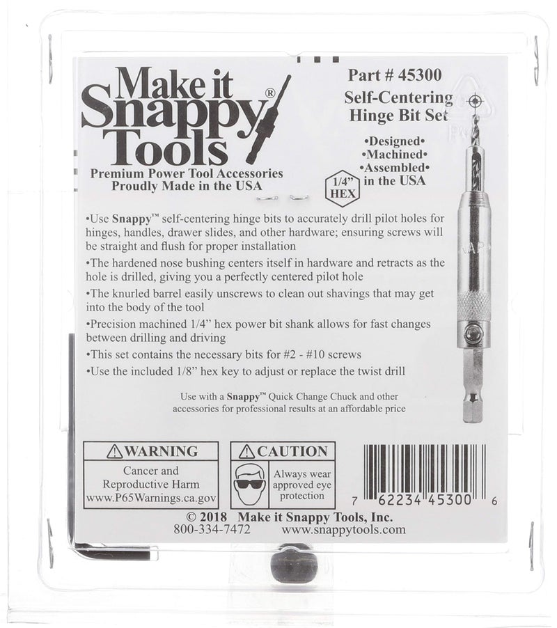 Make it Snappy Set Of 3 Snappy Tools Hinge Bits - 5/64"", 7/64"", 9/64"" Spring Loaded Self Centering. Made In The Usa. - Image 3