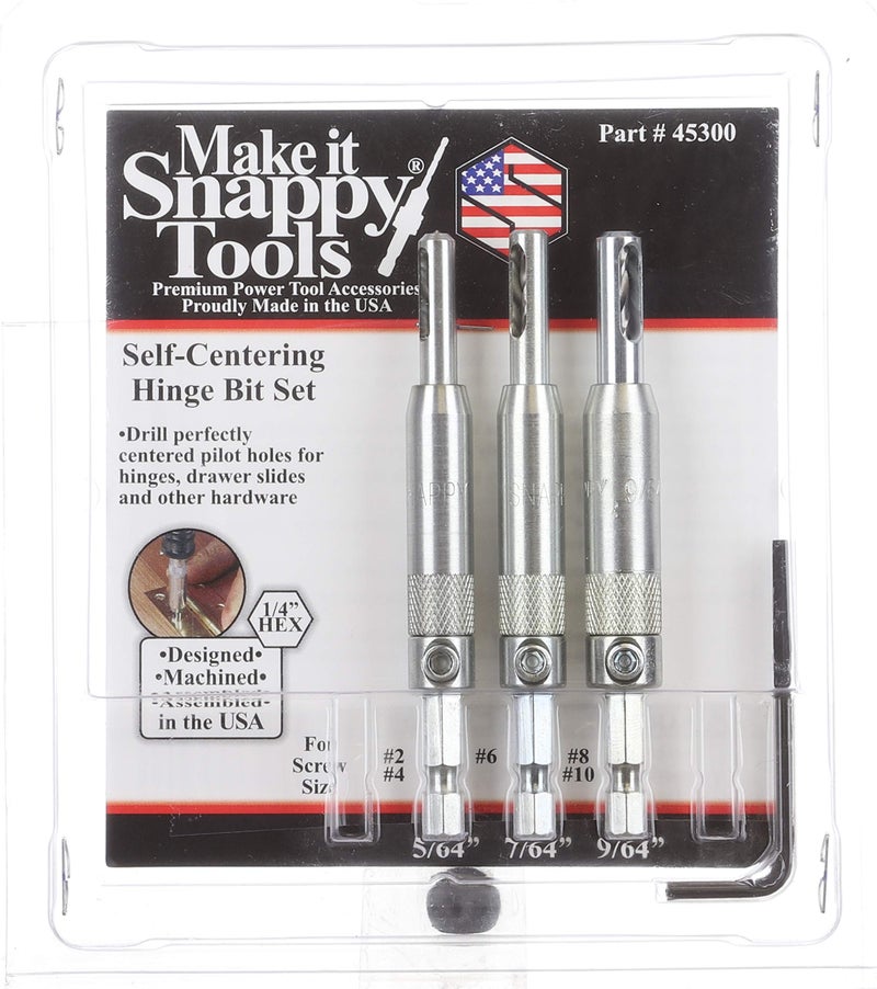 Make it Snappy Set Of 3 Snappy Tools Hinge Bits - 5/64"", 7/64"", 9/64"" Spring Loaded Self Centering. Made In The Usa. - Image 2