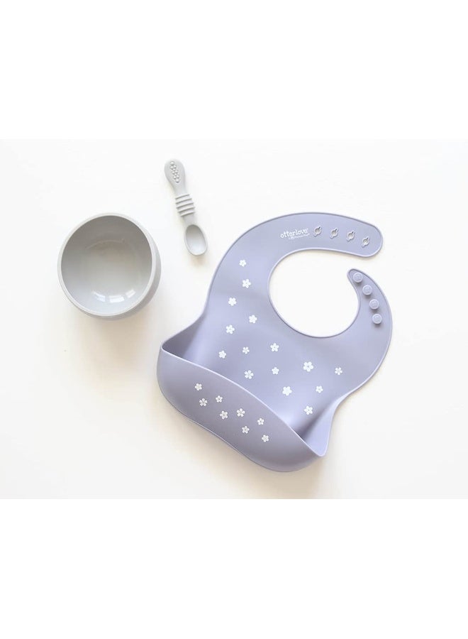 otterlove Silicone Bibs for Babies - 100% Pure Platinum LFGB Baby Bibs with No Fillers (Single Bib - Cherry Blossom) - Image 3