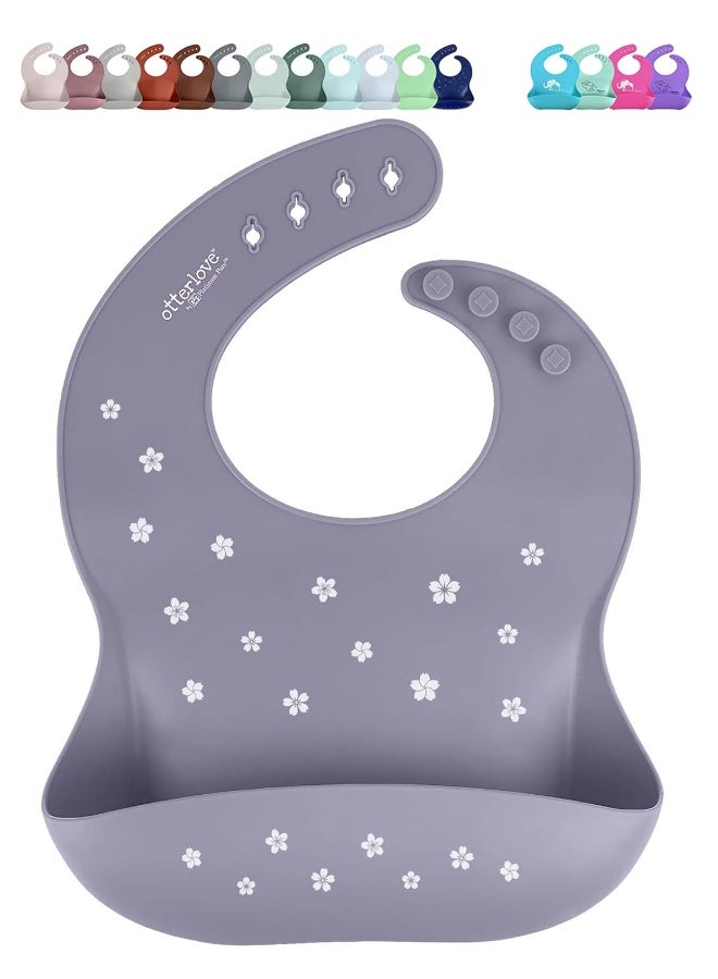 otterlove Silicone Bibs for Babies - 100% Pure Platinum LFGB Baby Bibs with No Fillers (Single Bib - Cherry Blossom) - Image 1