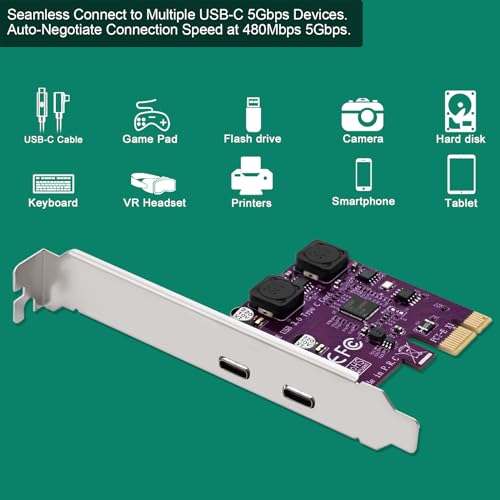 FebSmart 2X 5Gbps USB-C Ports PCI Express to USB 3.0 Expansion Card for Windows 11, 10, 8.x, 7, Vista, XP Desktop PCs, Built in Self-Powered Technology, No Need Additional Power Supply (FS-U302C-Pro) - Image 4