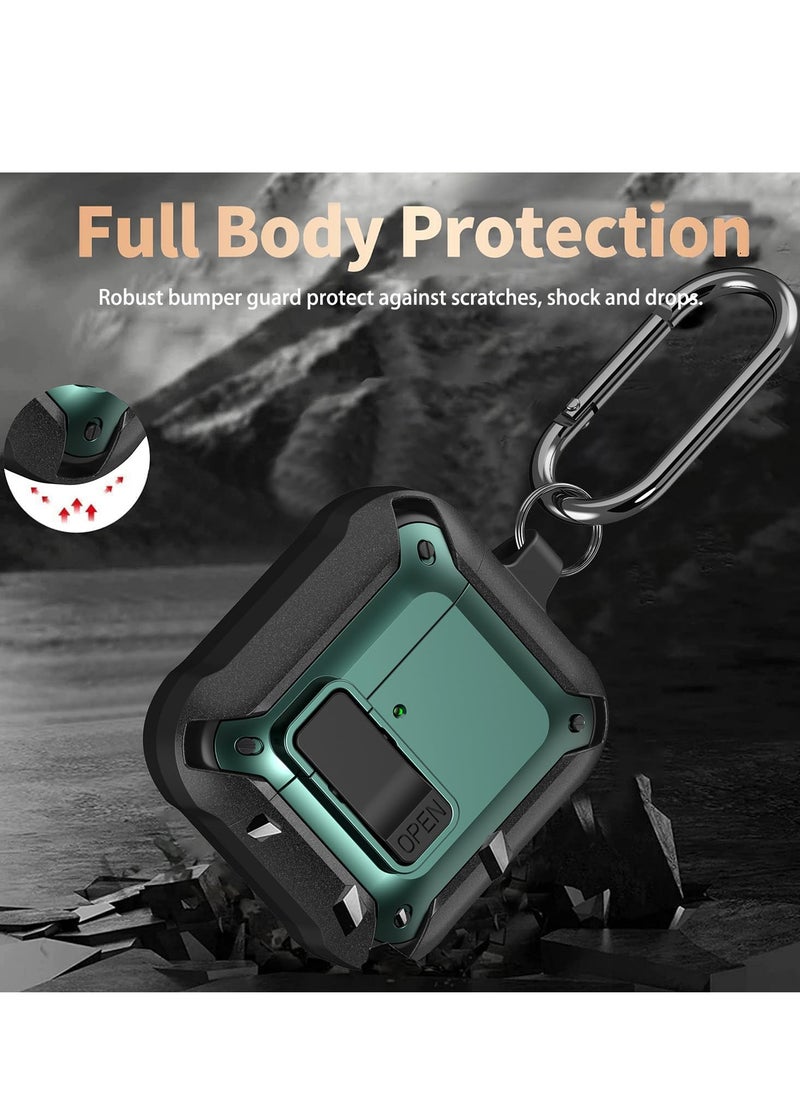 ANYOGRO - Airpods 4 Case Cover with Cleaning Kit, Security Lock Armour with Keychain for Airpods 4th Generation 2024 Front LED Visual - Green - Image 1