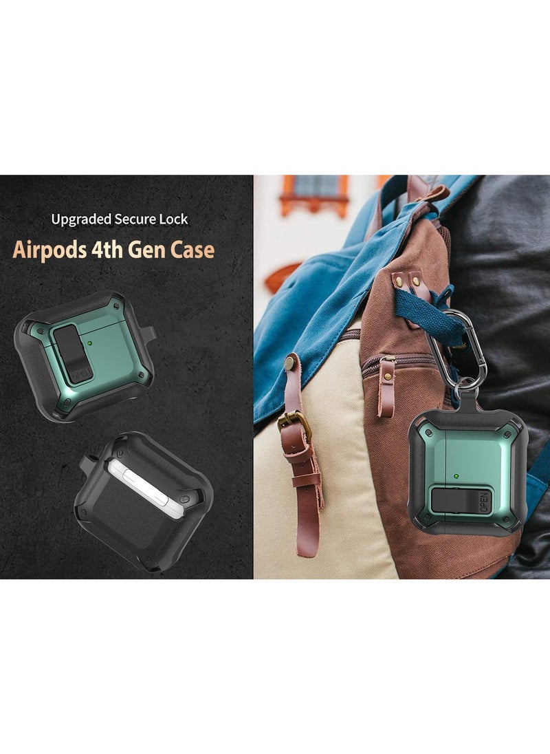 ANYOGRO - Airpods 4 Case Cover with Cleaning Kit, Security Lock Armour with Keychain for Airpods 4th Generation 2024 Front LED Visual - Green - Image 1