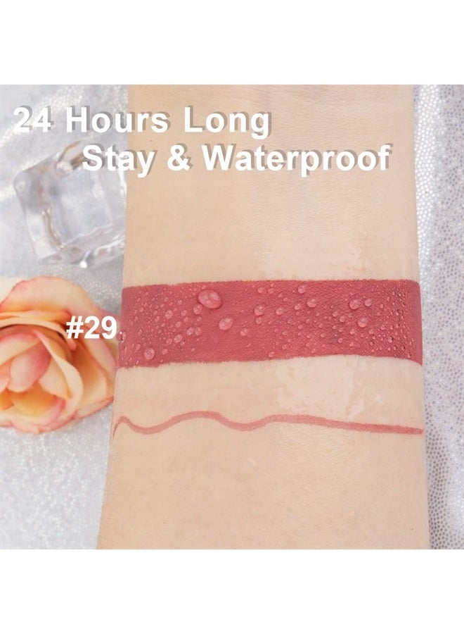 evpct 2Pcs Nude Pink Matte Lip Liner and Lipstick Pencil Makeup Set DNM Brown Liquid Lipstick Lip gloss Stain Set Long Lasting Waterproof labiales mate 24 horas originales matte larga duracion 24 29# - Image 4