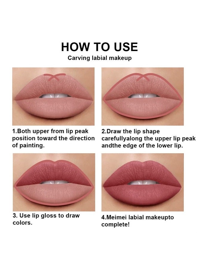 evpct 2Pcs Nude Pink Matte Lip Liner and Lipstick Pencil Makeup Set DNM Brown Liquid Lipstick Lip gloss Stain Set Long Lasting Waterproof labiales mate 24 horas originales matte larga duracion 24 29# - Image 3