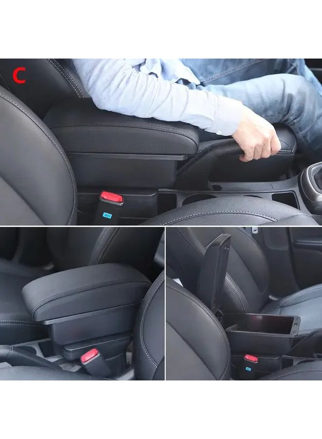 صندوق مساند الذراع لسيارة فولكس فاجن C1 أسود أحمر بدون USB غطاء تخزين كونسول وسطي مريح يد الفرامل اليدوية متوافق بدون حفر - Image 4