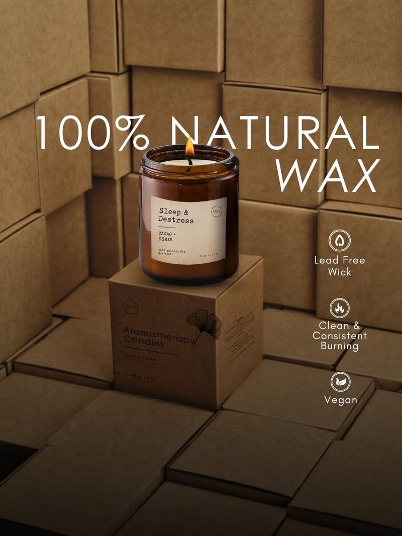 EM5 Sleep & Destress Aromatherapy Scented Candle | Cacao & Orris | 100% Natural Wax & Lead Free Wick | Upto 30 Hours of Clean Burning | Smokeless & Non-Toxic Candles | 100gm - Image 4