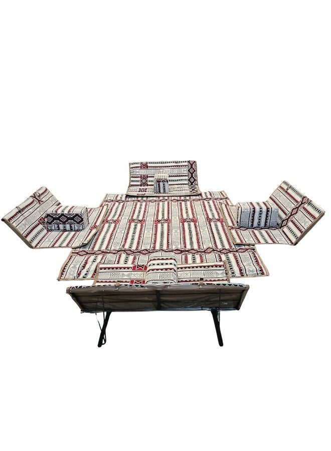 SMART HOME 9-piece floor seating set – The set includes a 300x200 cm floor mat, 4 x 120 cm floor chairs for two people, and 4 comfortable cushions. A modern Arabic-style seating set for both indoor and outdoor spaces. - Image 4