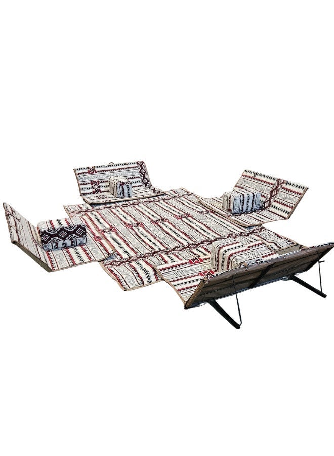 SMART HOME 9-piece floor seating set – The set includes a 300x200 cm floor mat, 4 x 120 cm floor chairs for two people, and 4 comfortable cushions. A modern Arabic-style seating set for both indoor and outdoor spaces. - Image 5