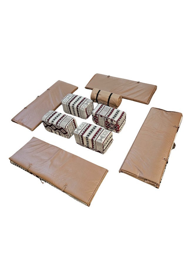 SMART HOME 9-piece floor seating set – The set includes a 300x200 cm floor mat, 4 x 120 cm floor chairs for two people, and 4 comfortable cushions. A modern Arabic-style seating set for both indoor and outdoor spaces. - Image 2