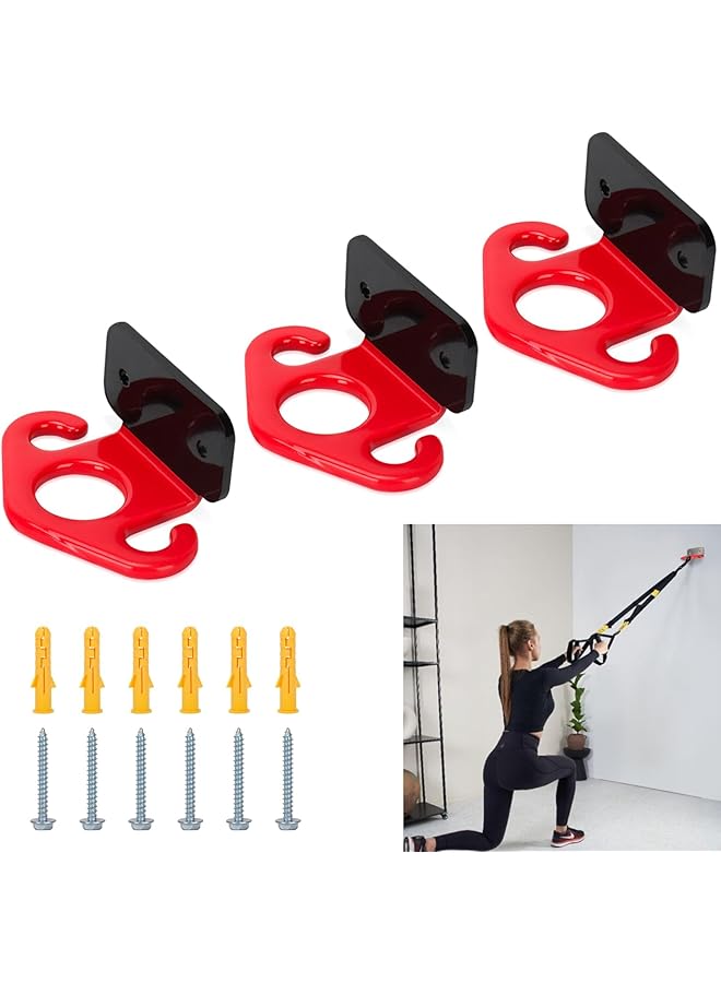 KASTWAVE 3 Pcs Durable Resistance Band Wall Anchors Space Saving Workout Wall Mount Anchor for Home Gym Workouts Physical Therapy and Strength Training - Image 1
