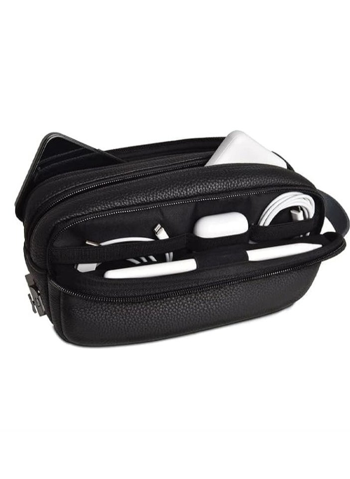 Bastec Travel Pouch with Multi Pockets, Leather Handle, Organize Essentials in Style  - Image 3