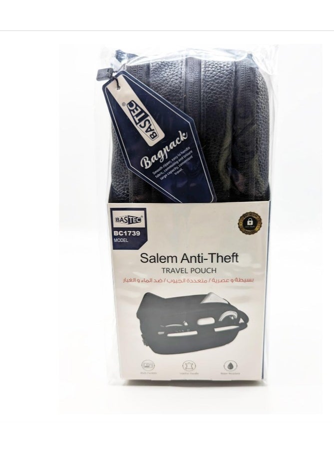 Travel Pouch with Multi Pockets, Leather Handle, Organize Essentials in Style